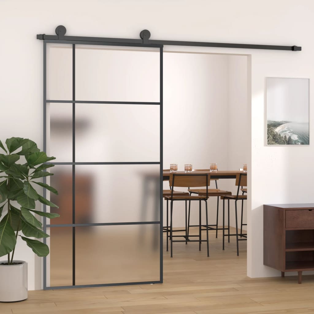 Puerta corredera esg vidrio y aluminio negra 102,5x205 cm esxt4688