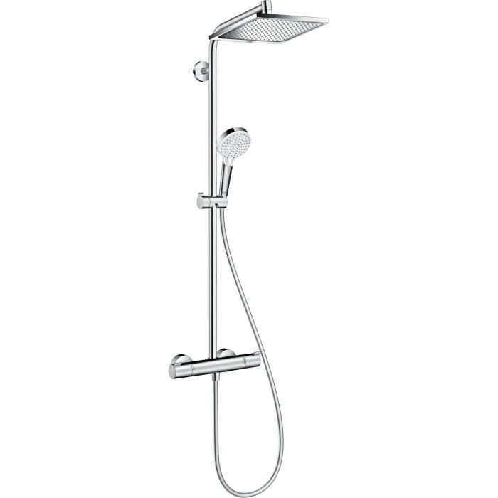 Columna de ducha termostática - cromado - cabezal cuadrado - 240 mm