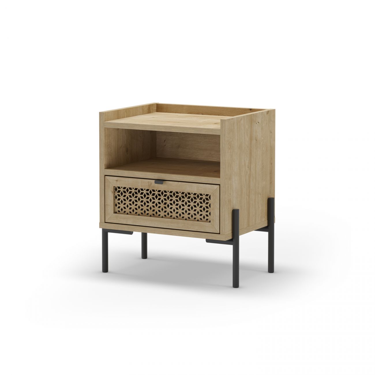 Mesita de noche de 1 cajón y 1 estante 48,9x52,6 cm koivu roble negro