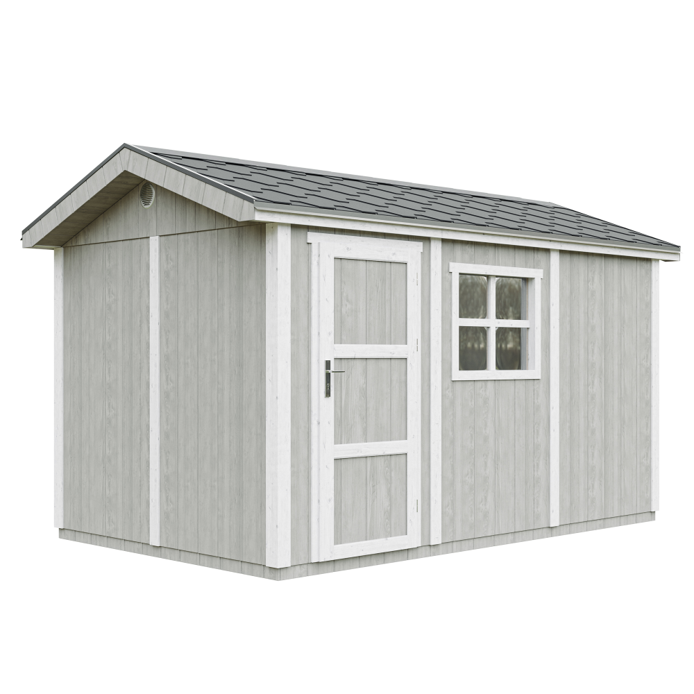 Caseta de jardín Timbela m914-tundra grey, 8,68 m², premium, con suelo