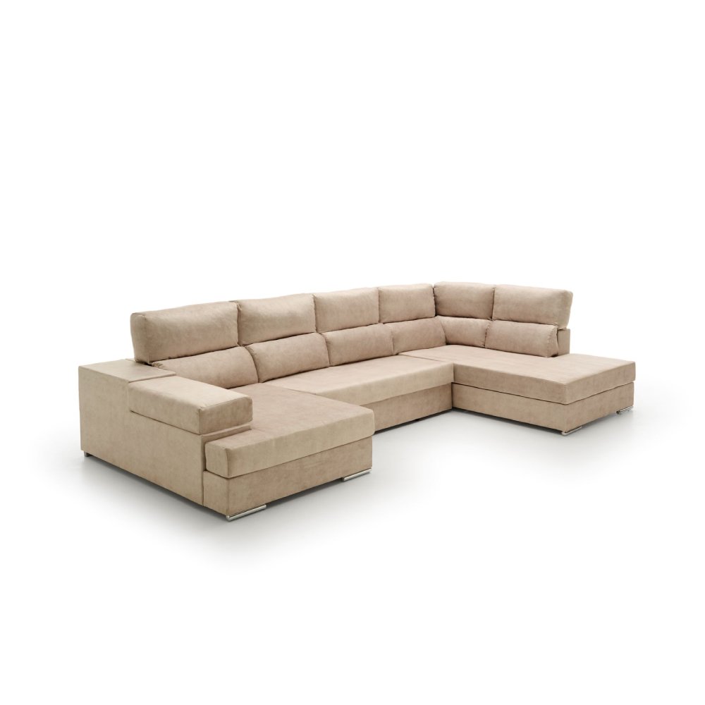 Sofa gran chaise longue cama massima diseño beige derecha