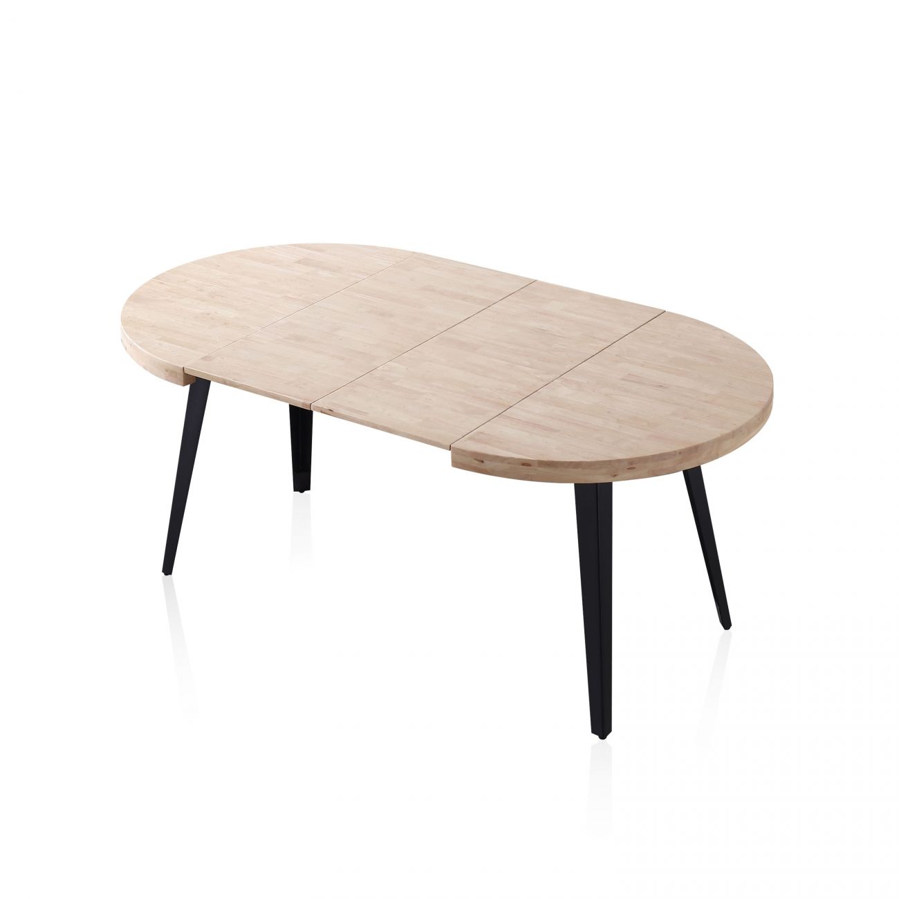 Mesa de comedor redonda extensible 100-180x100 cm berg negro - roble