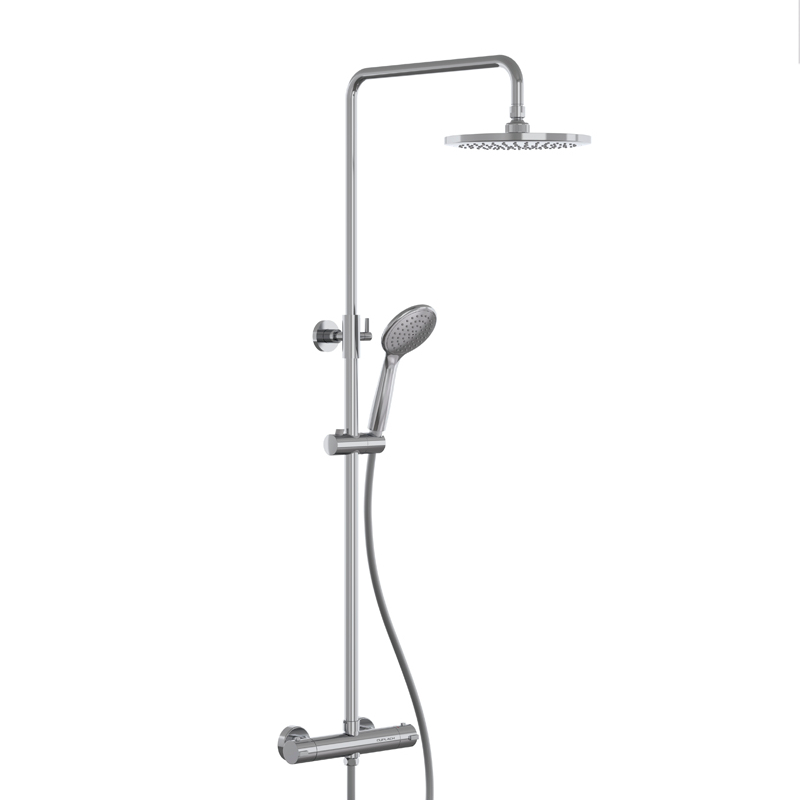 Columna de ducha termostática redonda cromo PVC odor