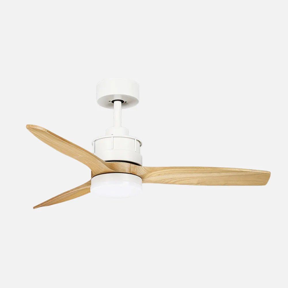 Ventilador dc barrax 18w blanco/haya 3aspas 6vel 106d luz opcional 2250lm 3