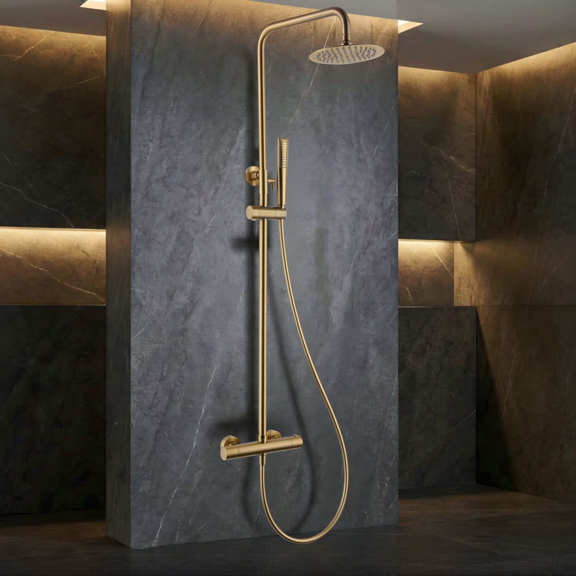 Imex - columna ducha termostática con grifo oro serie nápoles