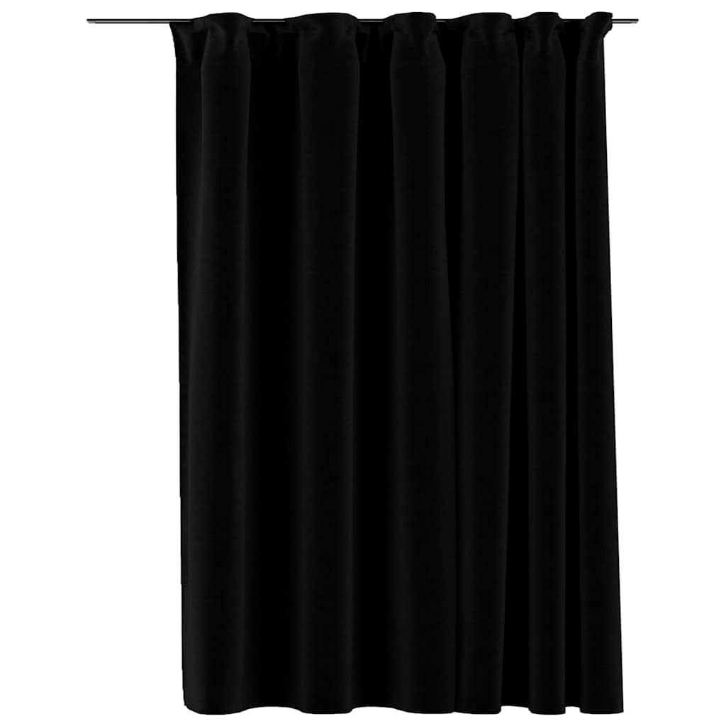 vidaXL cortina opaca con ganchos look de lino negro 290x245 cm