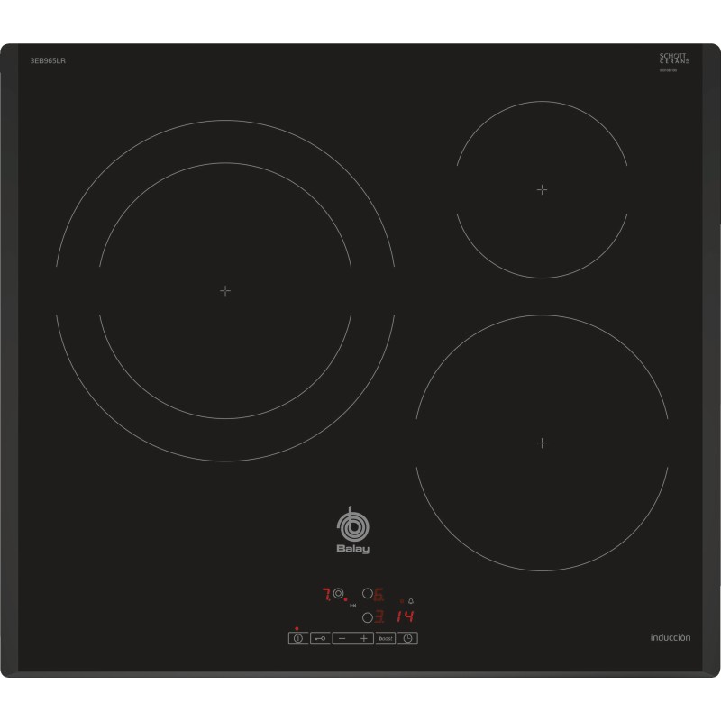 Placa de inducción balay 3eb965lr 60 cm 3 zonas negra