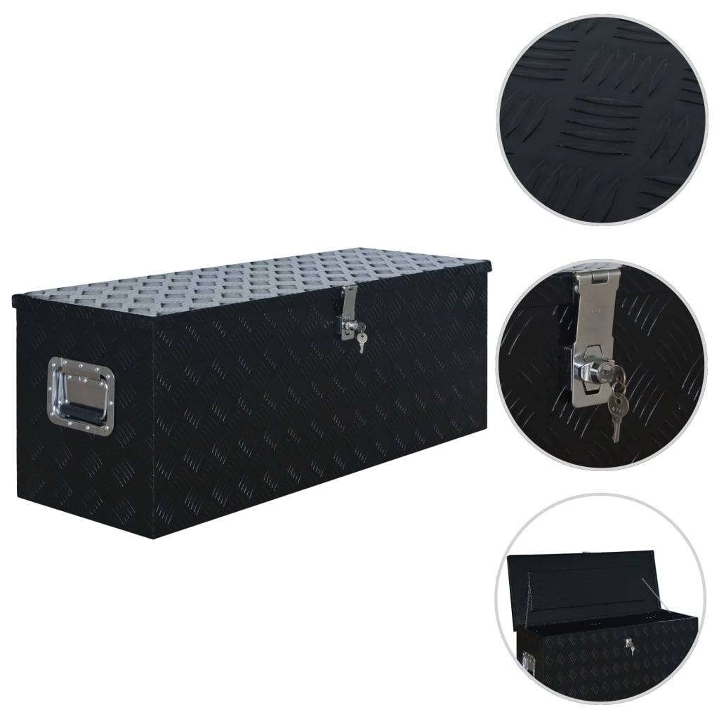 vidaXL caja de aluminio 1085x370x400 mm negra