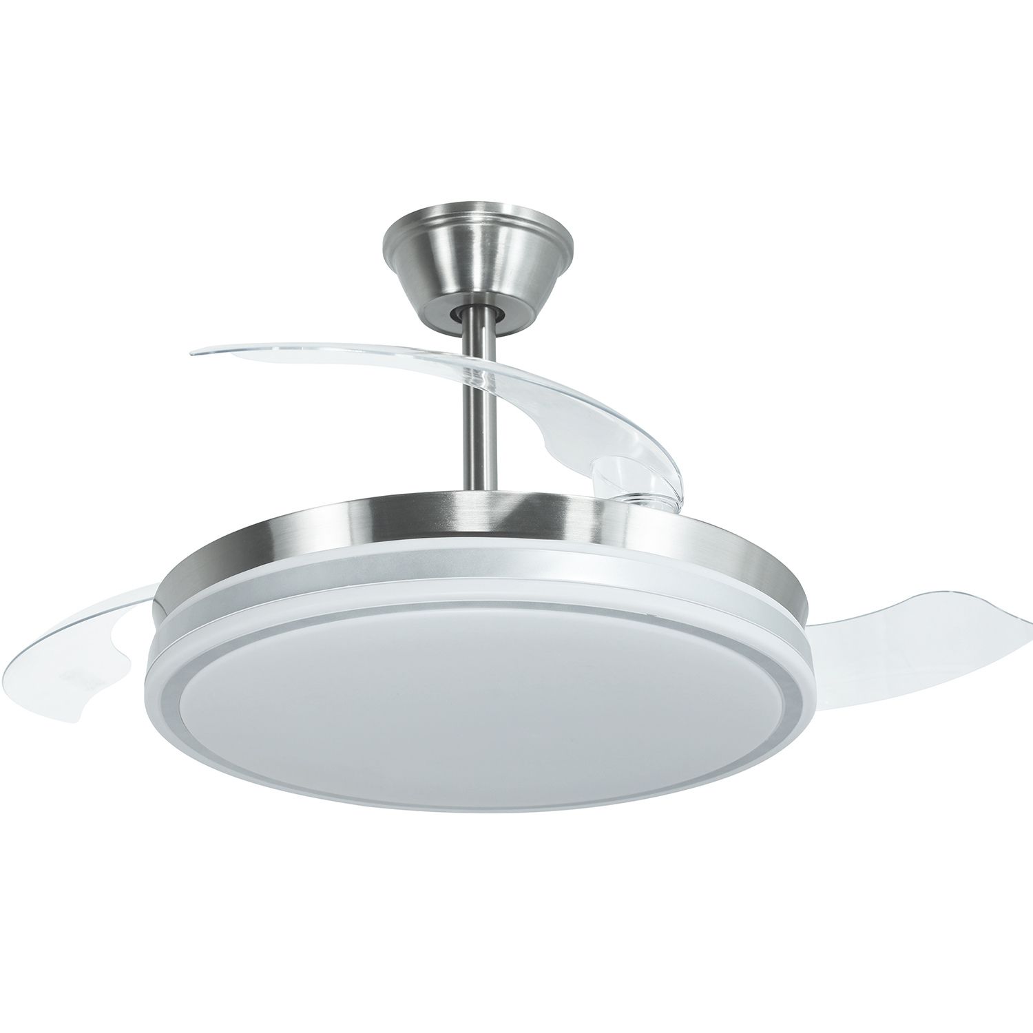 Ventilador de techo con luz luminous cromado, 3 aspas retráctiles