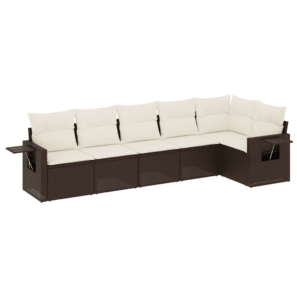 vidaXL set sofás de jardín 6 piezas y cojines ratán sintético marrón