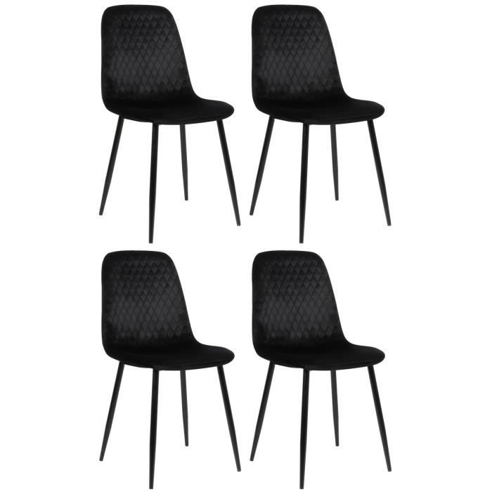 Sillas comedor tapizadas terciopelo negro - 4 uds