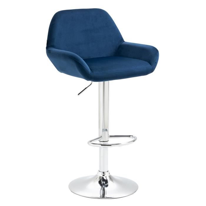 Taburete de bar moderno - terciopelo azul - 89-109 cm