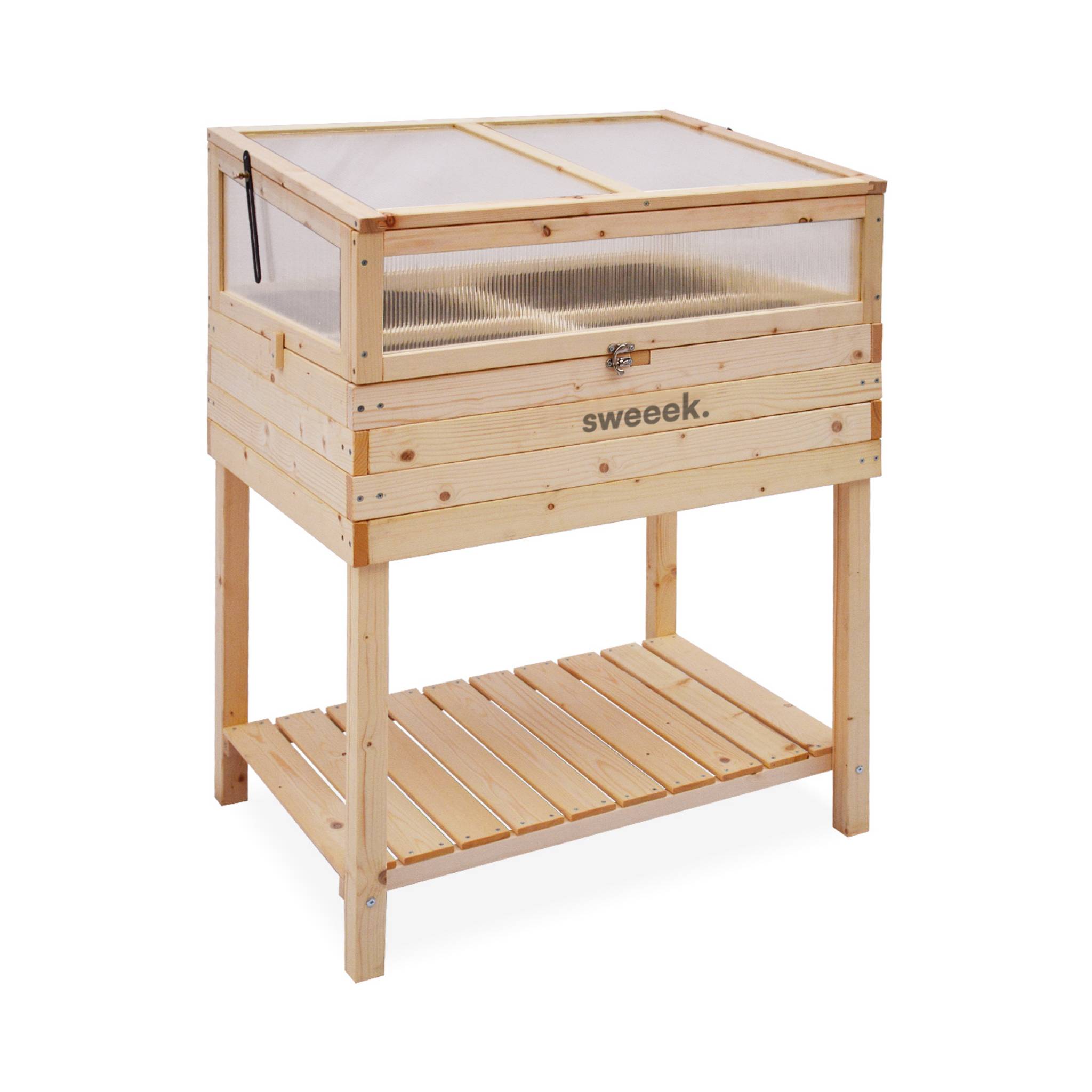 Huerto cuadrado sobre patas de madera, erable, madera, 80x60.4x108.9 cm