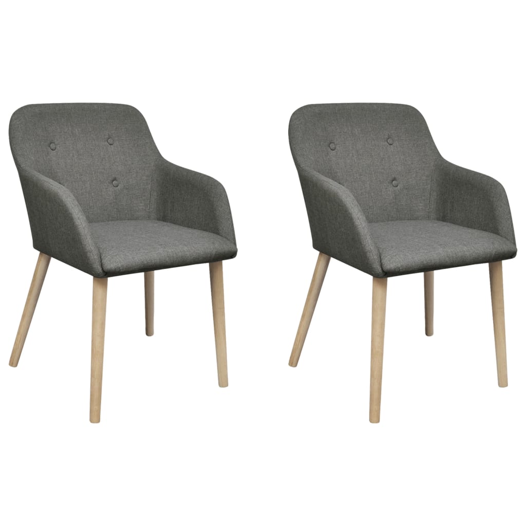 Sillas de comedor 2 uds tela y madera maciza roble gris claro qweo1667
