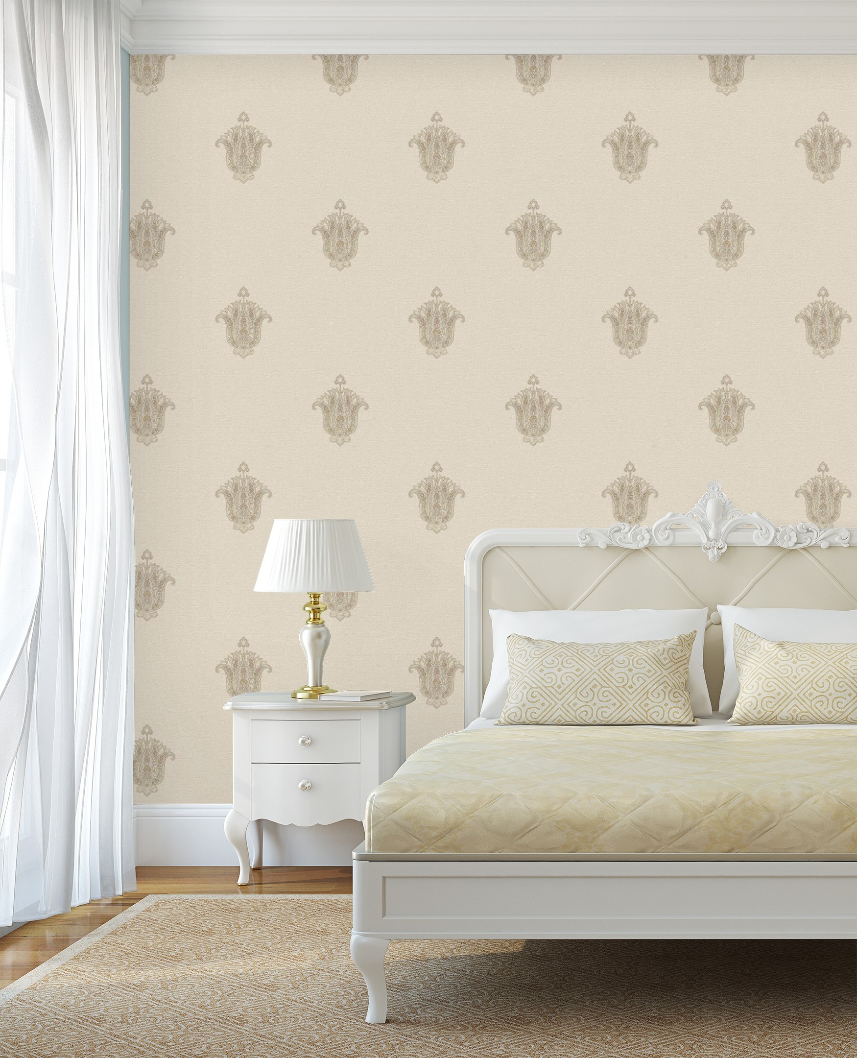 Papel pintado gaulan flor hindú con textura de tela tejida en 10.6m²