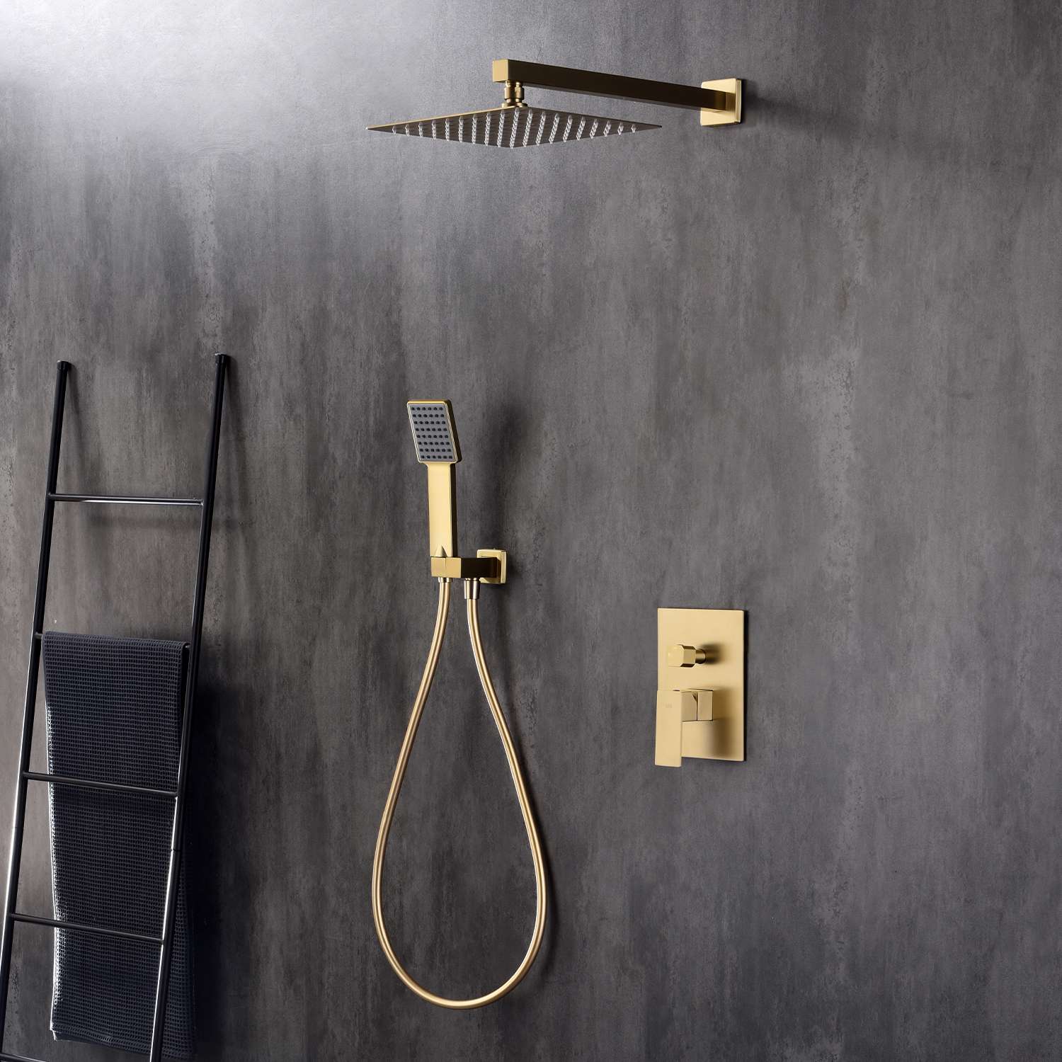 Conjunto de ducha encastrado sky bath oro cepillado inox s304 serie dream