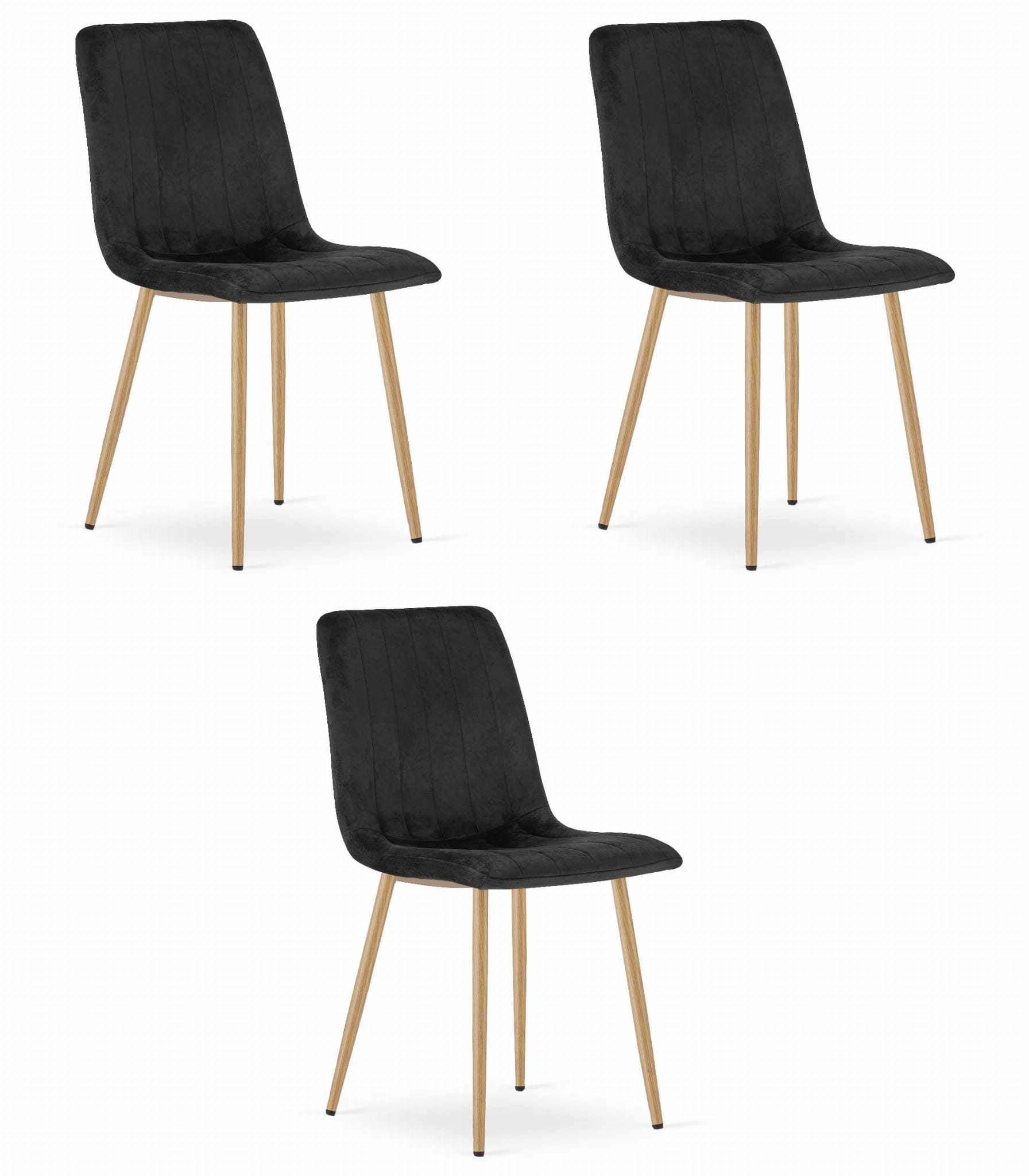 Valora sillas jewa terciopelo negro patas madera x3