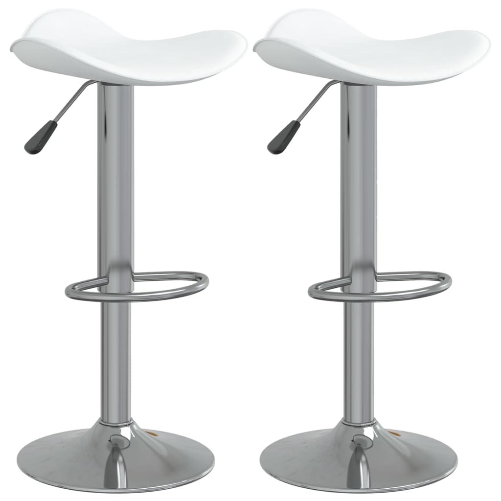 vidaXL taburete de cocina 2 uds acero cromado cuero artificial blanco