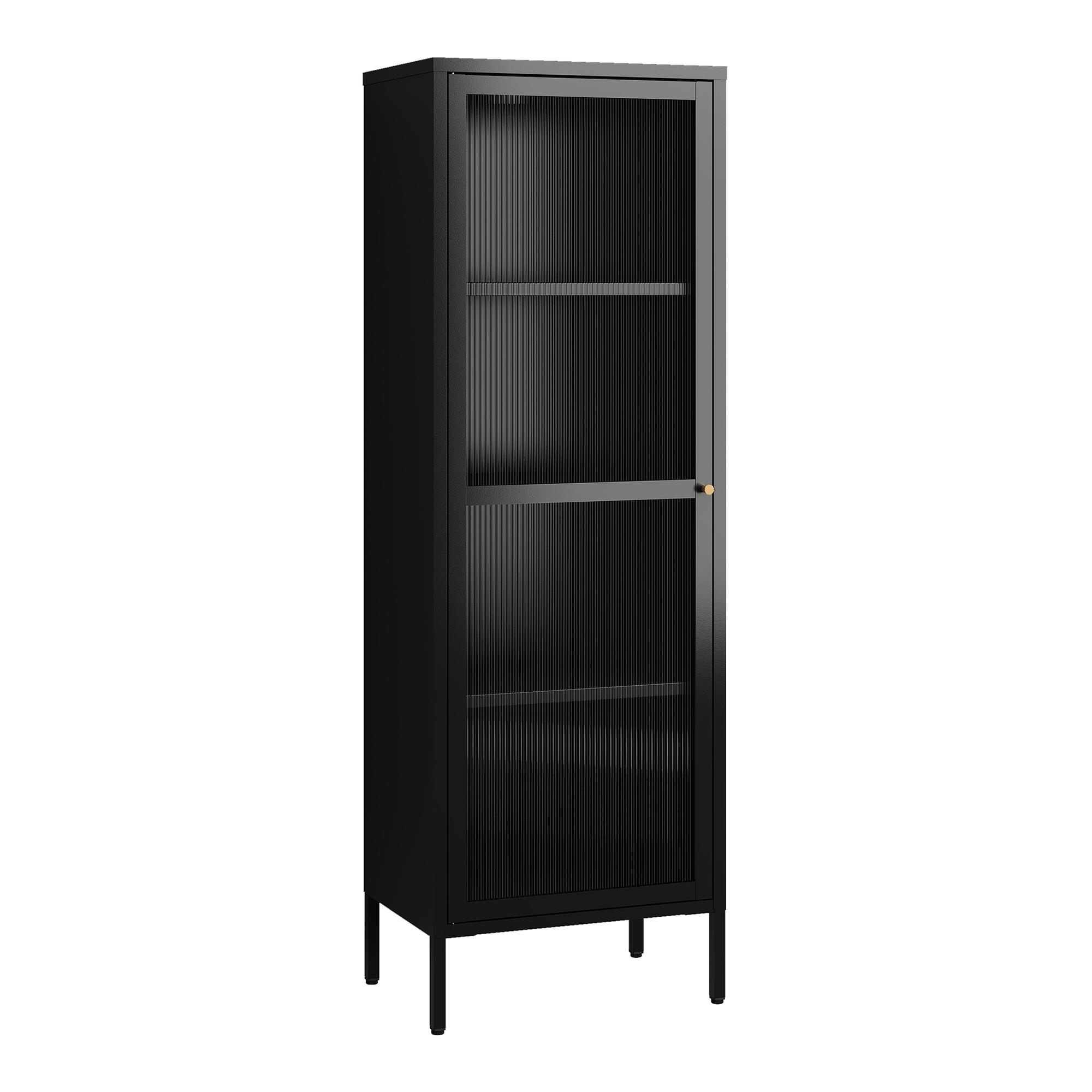 Vitrina säkylä con puerta de cristal 3 estantes 150x50x35cm negro [en.casa]