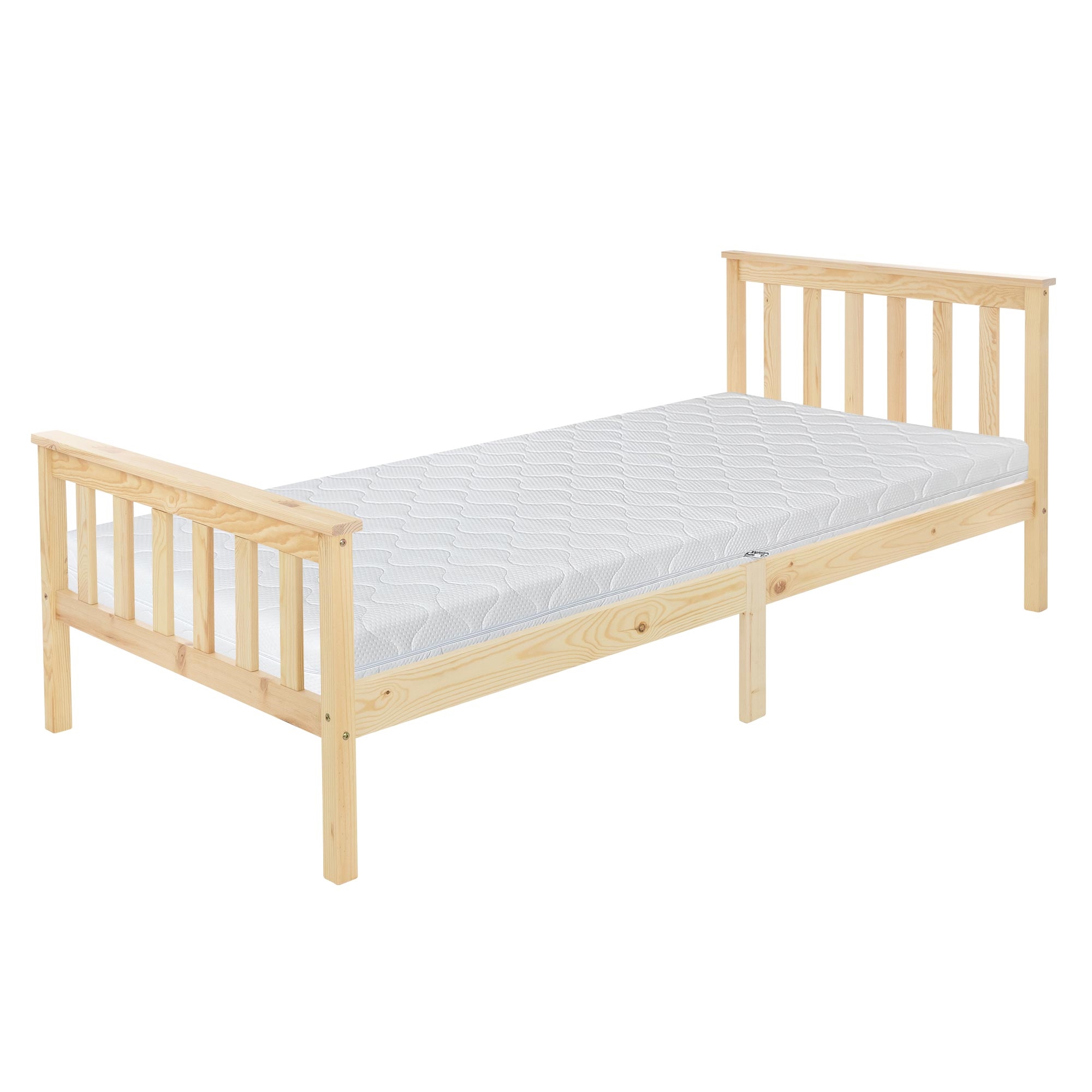 Somier con somier 90x200 cm madera de pino natural