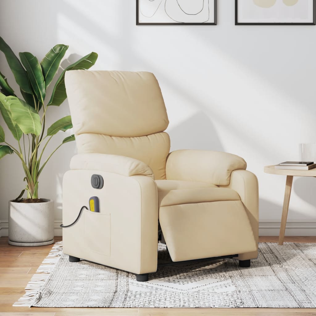 Sillón reclinable de masaje eléctrico tela color crema qweo4138
