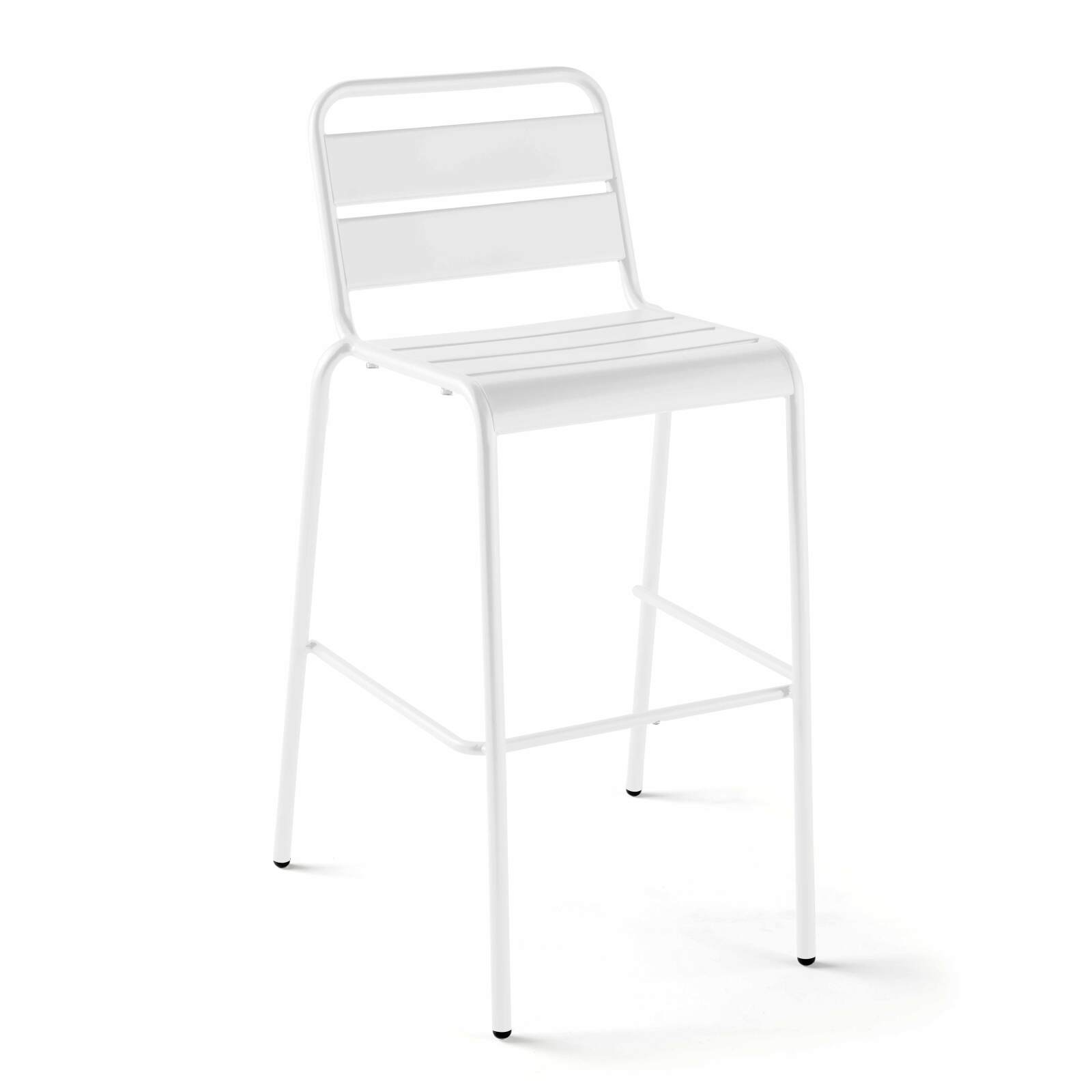 Oviala - silla de bar alta de metal blanco