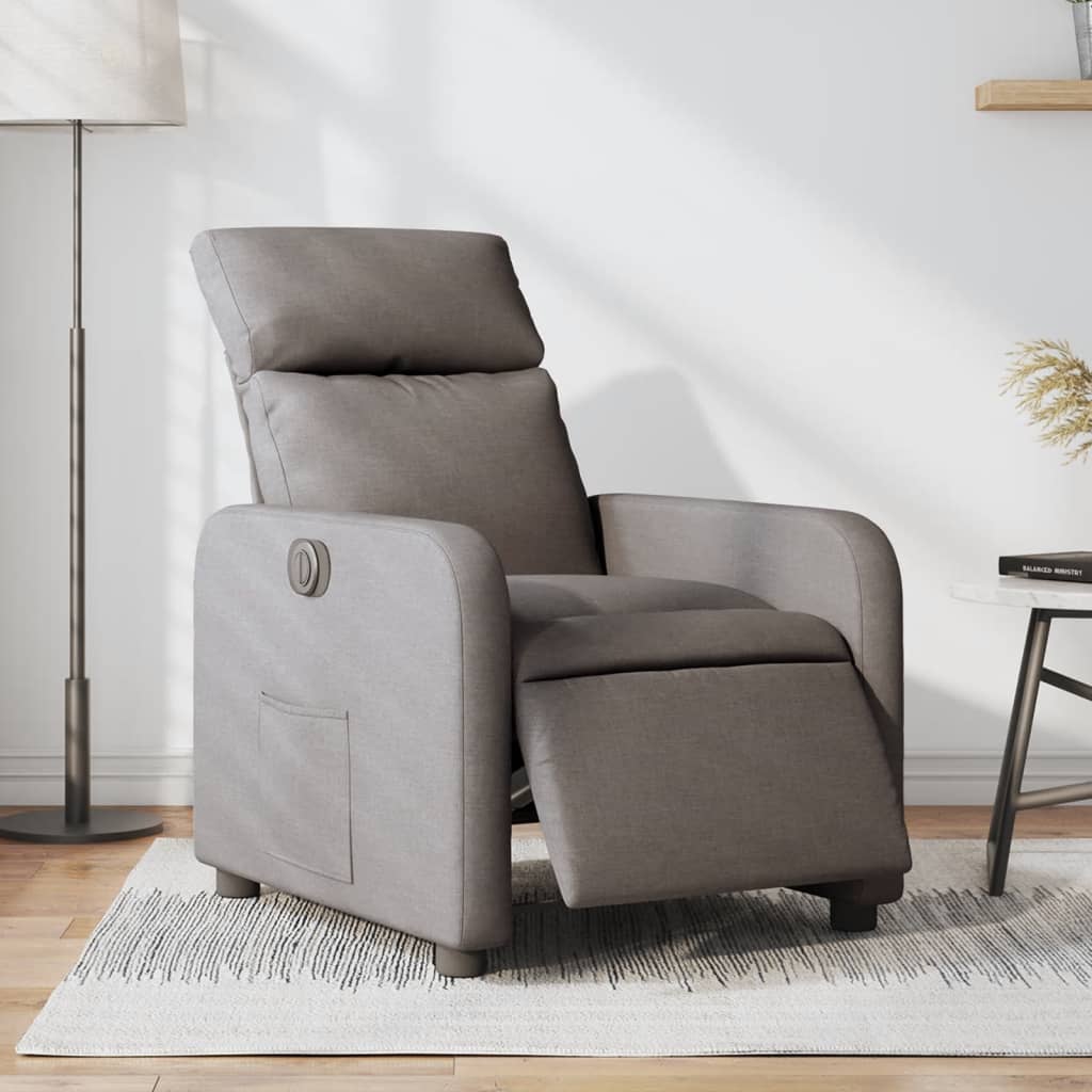 Sillón reclinable eléctrico tela gris taupé qweo5690
