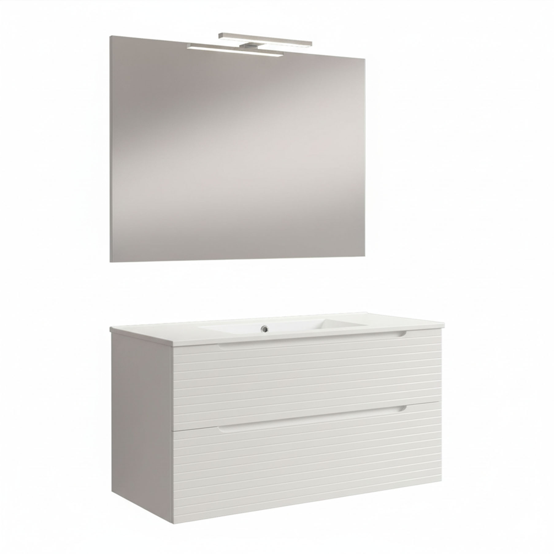 Móveis banho completo LED, boreal 80x45 cm branco mate 2 gavetas suspensas