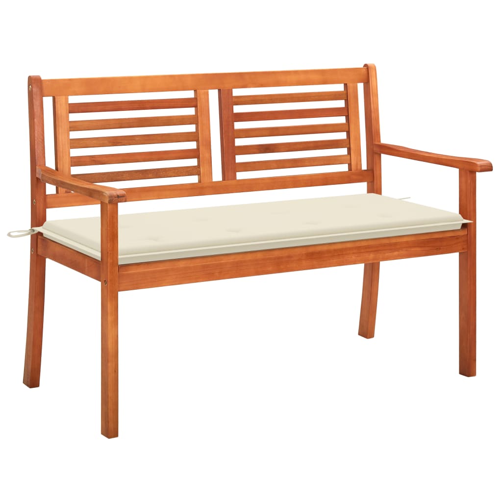 Banco de jardín 2 plazas madera maciza eucalipto y cojín 120 cm joy400874