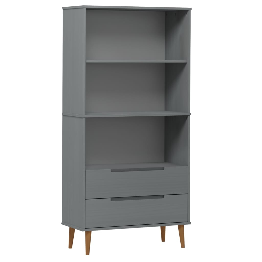 vidaXL librería molde madera maciza de pino gris 85x35x170,5 cm