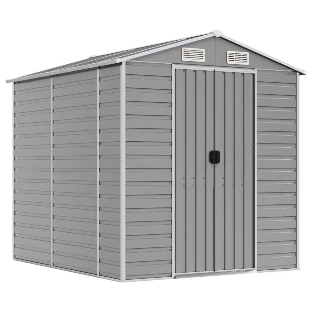 vidaXL caseta de jardín gris claro 191x215x198 cm acero galvanizado