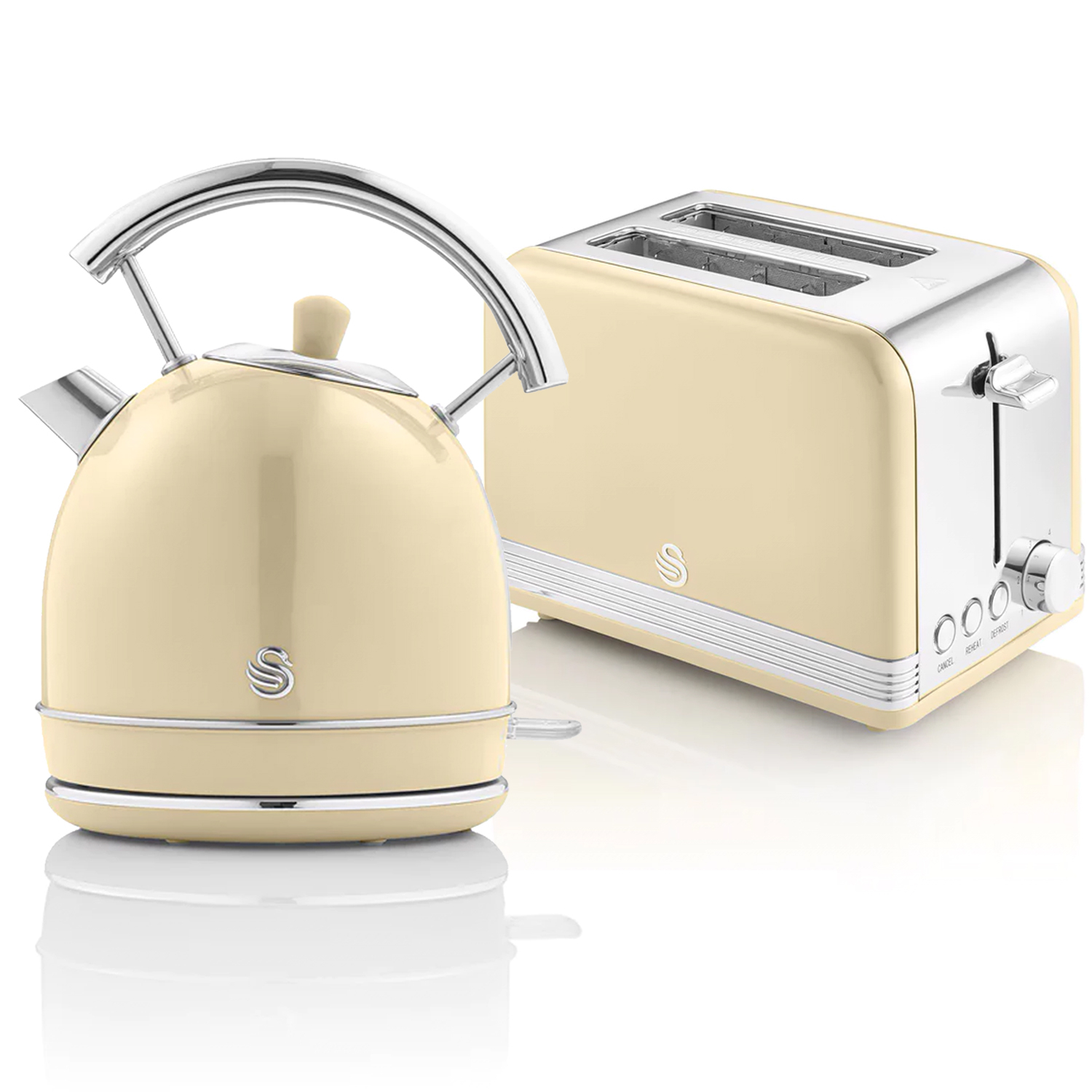 Retro set desayuno hervidor de agua 1,8 l ina swan stp7050cneu crema 850w