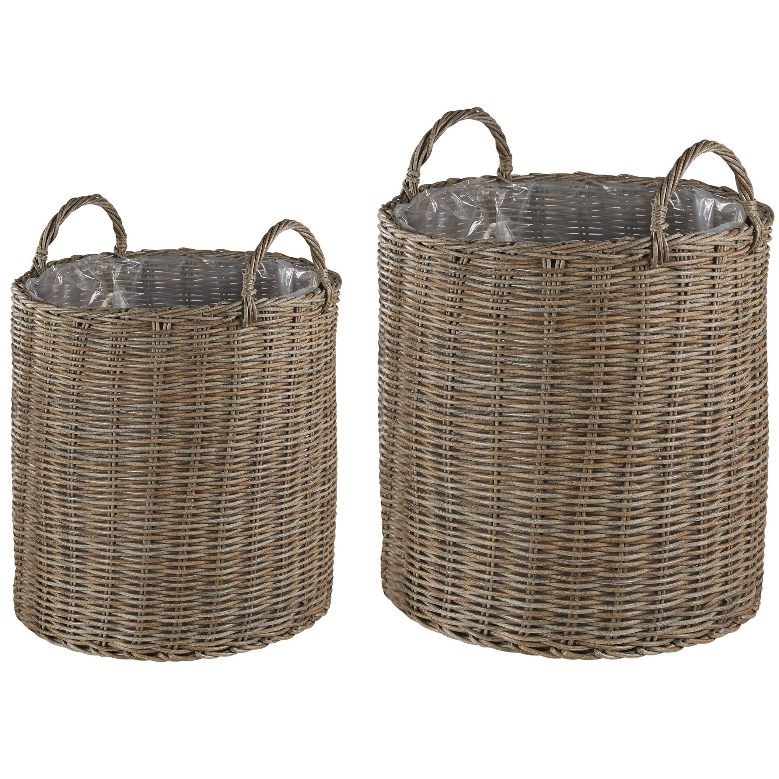 Conjunto de 2 macetas de mimbre bitola 40/48 cm ratán sintético marrón