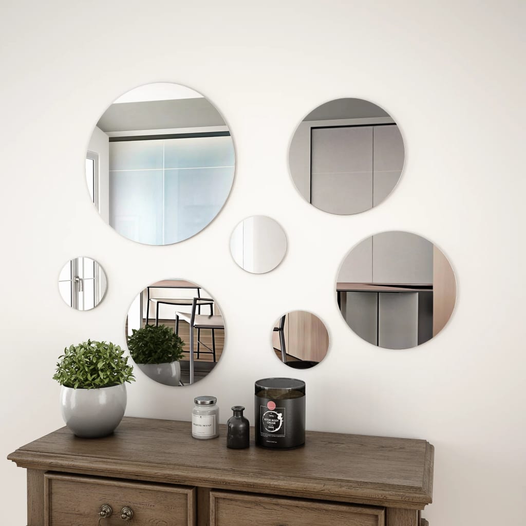 Conjunto de espejo de pared redondo vidrio 7 piezas es543283