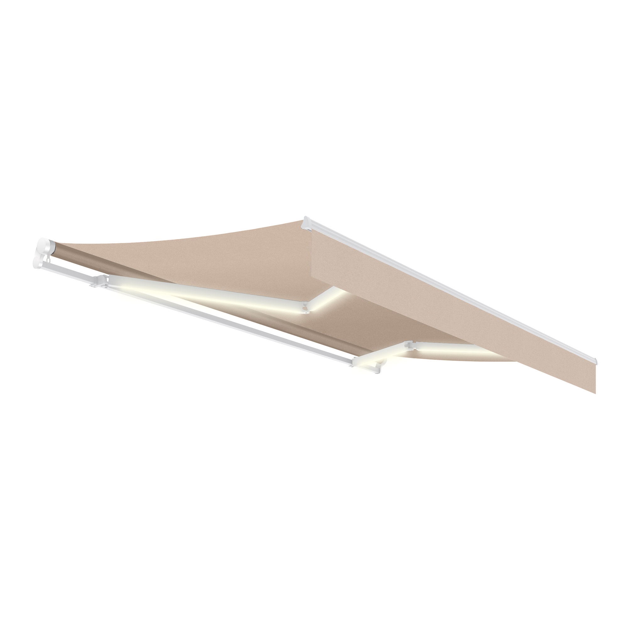 Toldo enrollable 4x2,5 beige arena – luz LED sin cables – recarga solar