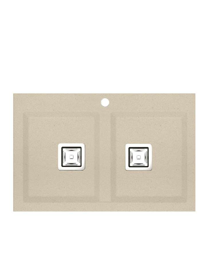 Poalgi - fregadero de granito 80x52 cm kobus beige - 2 cubetas