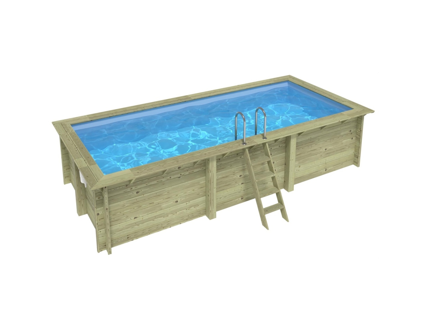 Piscina de madera aqua 6.1x2.85 – h.1.31, azul, con vigas ipn - bas7307ospi
