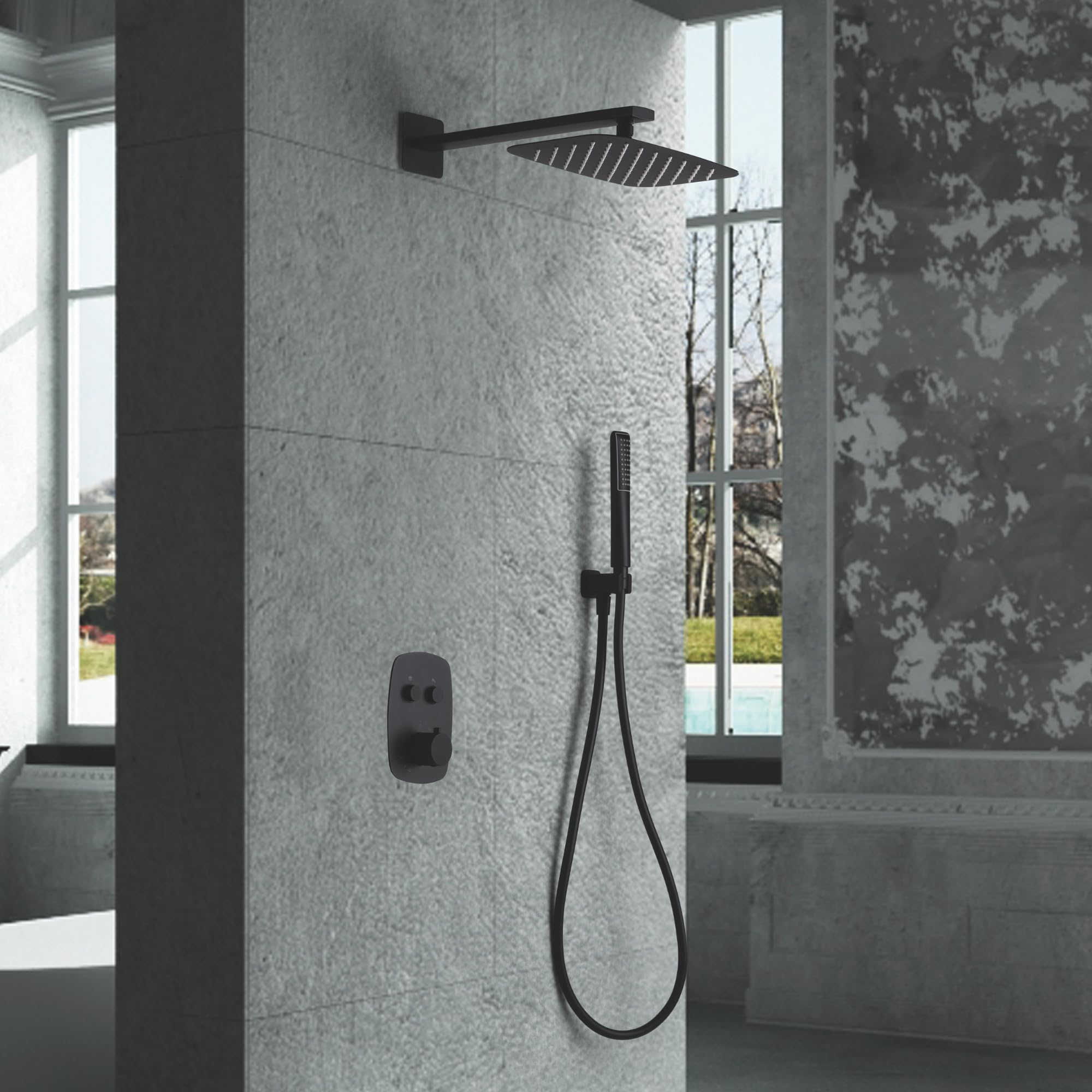 Imex - columna ducha empotrada termostática negro serie hidra