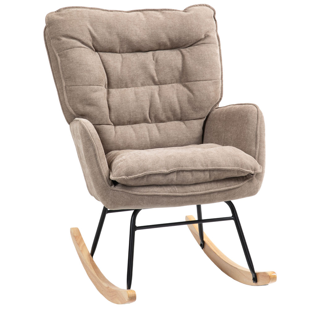 Silla mecedora 71x98.5x97 cm chenilla color marrón Homcom