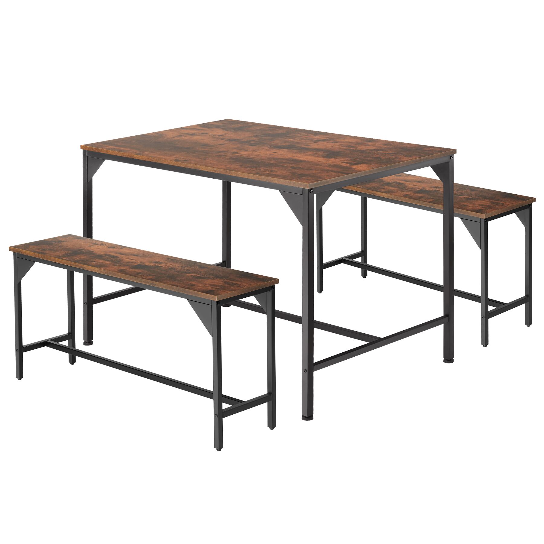 Juego de sillas y mesa de comedor de estilo industrial madera oscura
