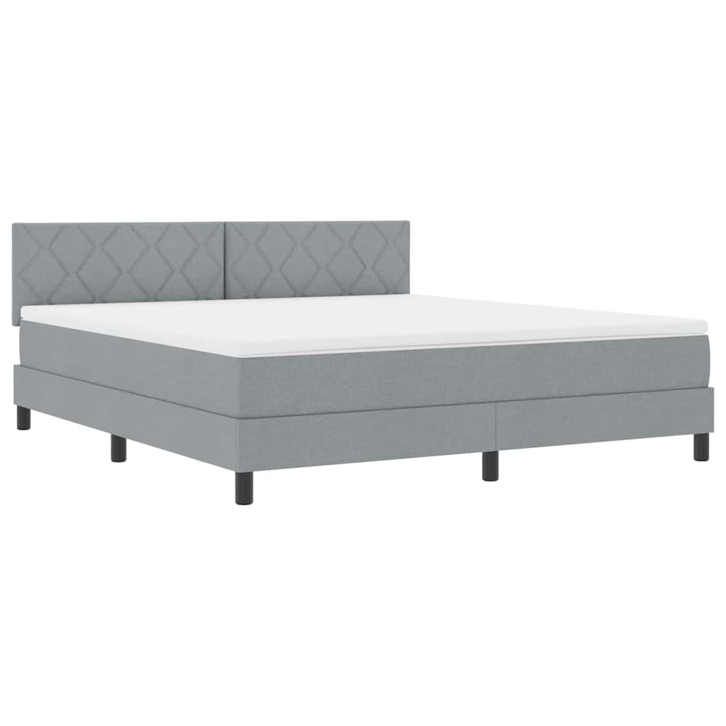 vidaXL cama box spring con colchón gris claro 180 x 200 cm tela