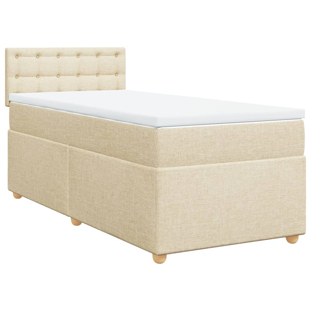 vidaXL cama box spring con colchón tela color crema 90x190 cm