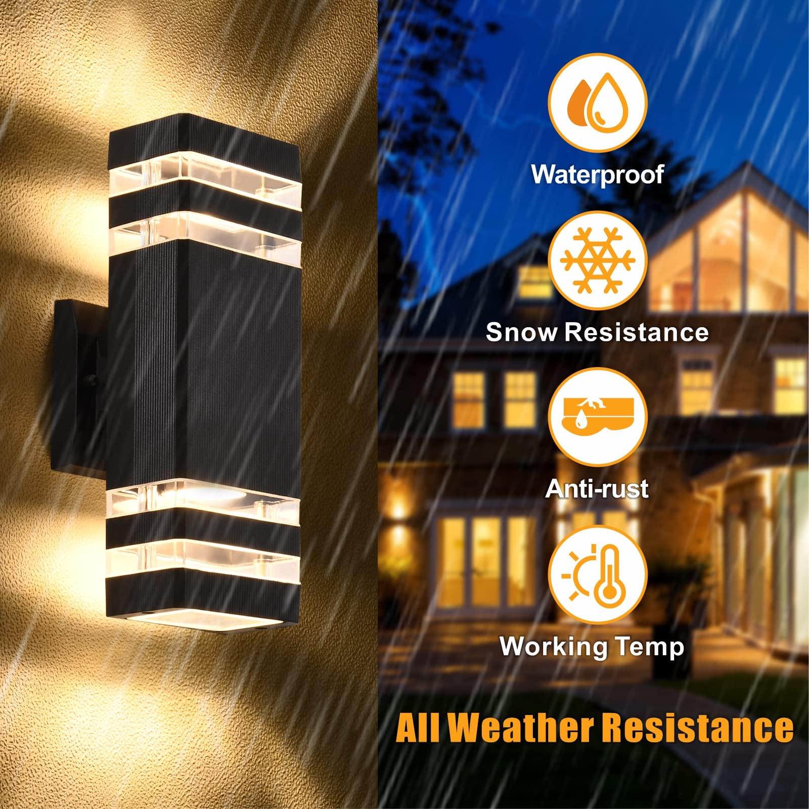 Aplique de pared exterior aluminio impermeable 3000 k