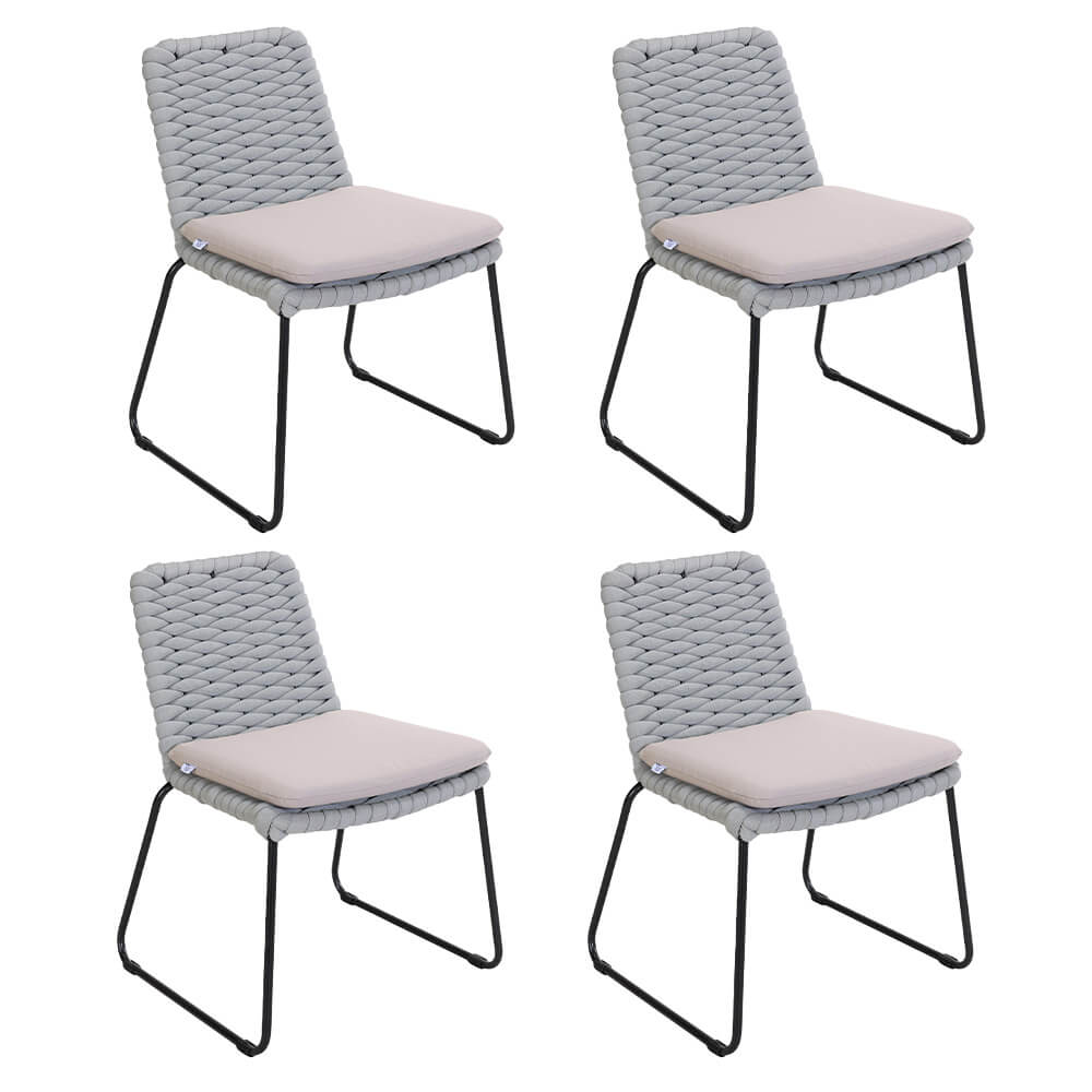 Balero silla de jardín de mimbre gris claro - set de 4