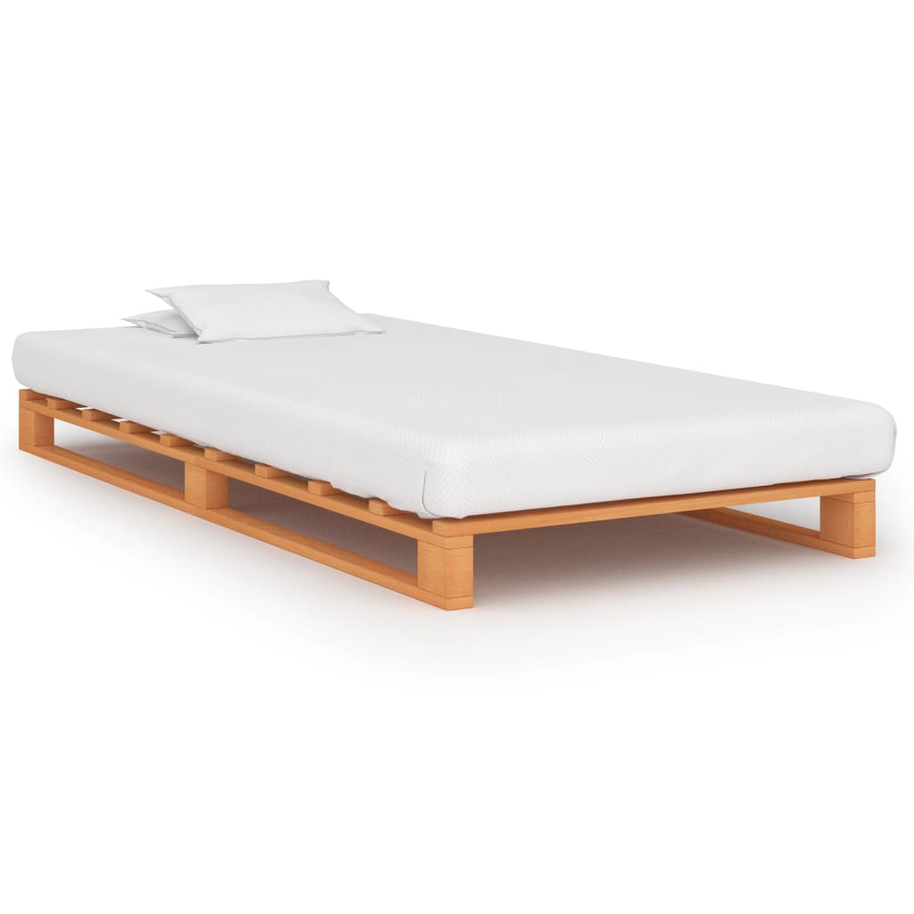 Cama 90x200cm,marco de cama palets sin colchón madera maciza marrón rhu1839