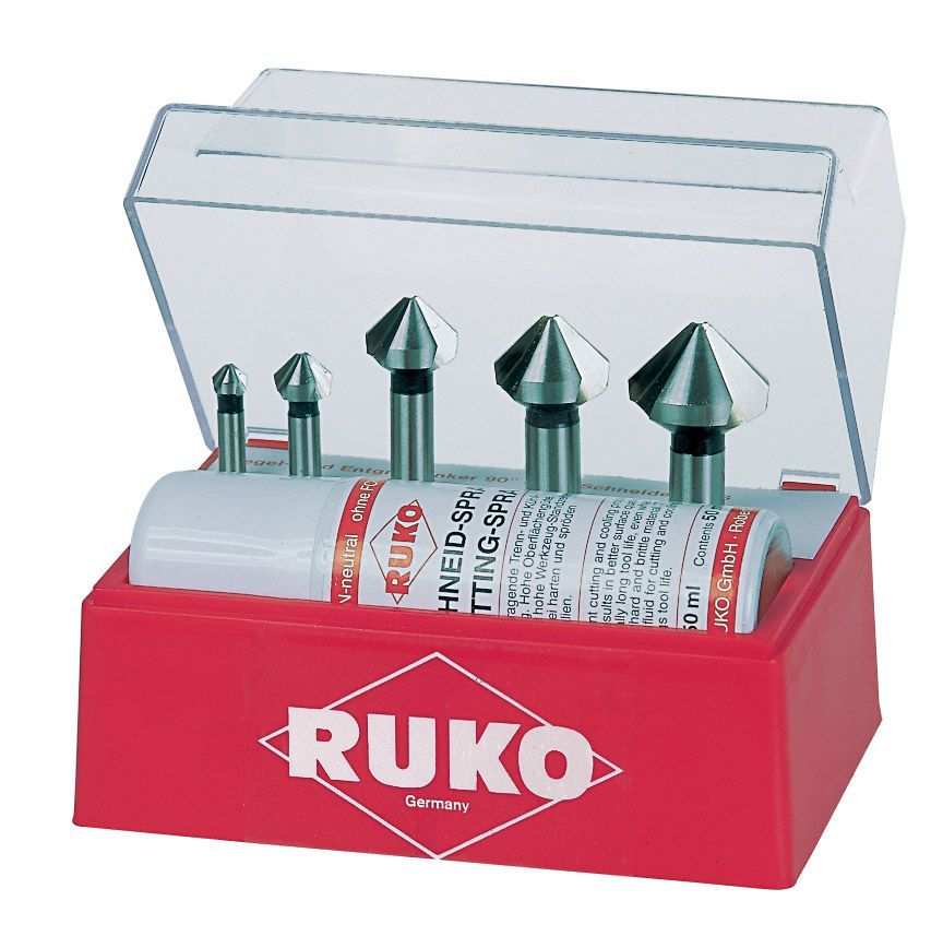 Ruko-102142-juego de 5 avellanadores cónicos din 335 forma c hss 90°