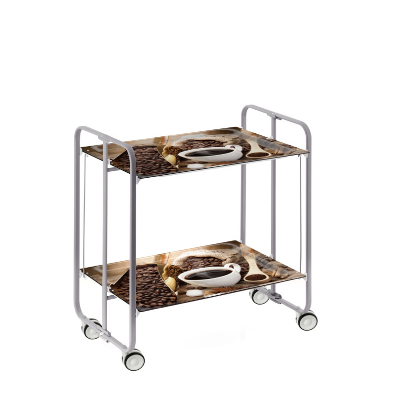 Carrito auxiliar con ruedas bauhaus armazón metálico gris, 2 bandejas