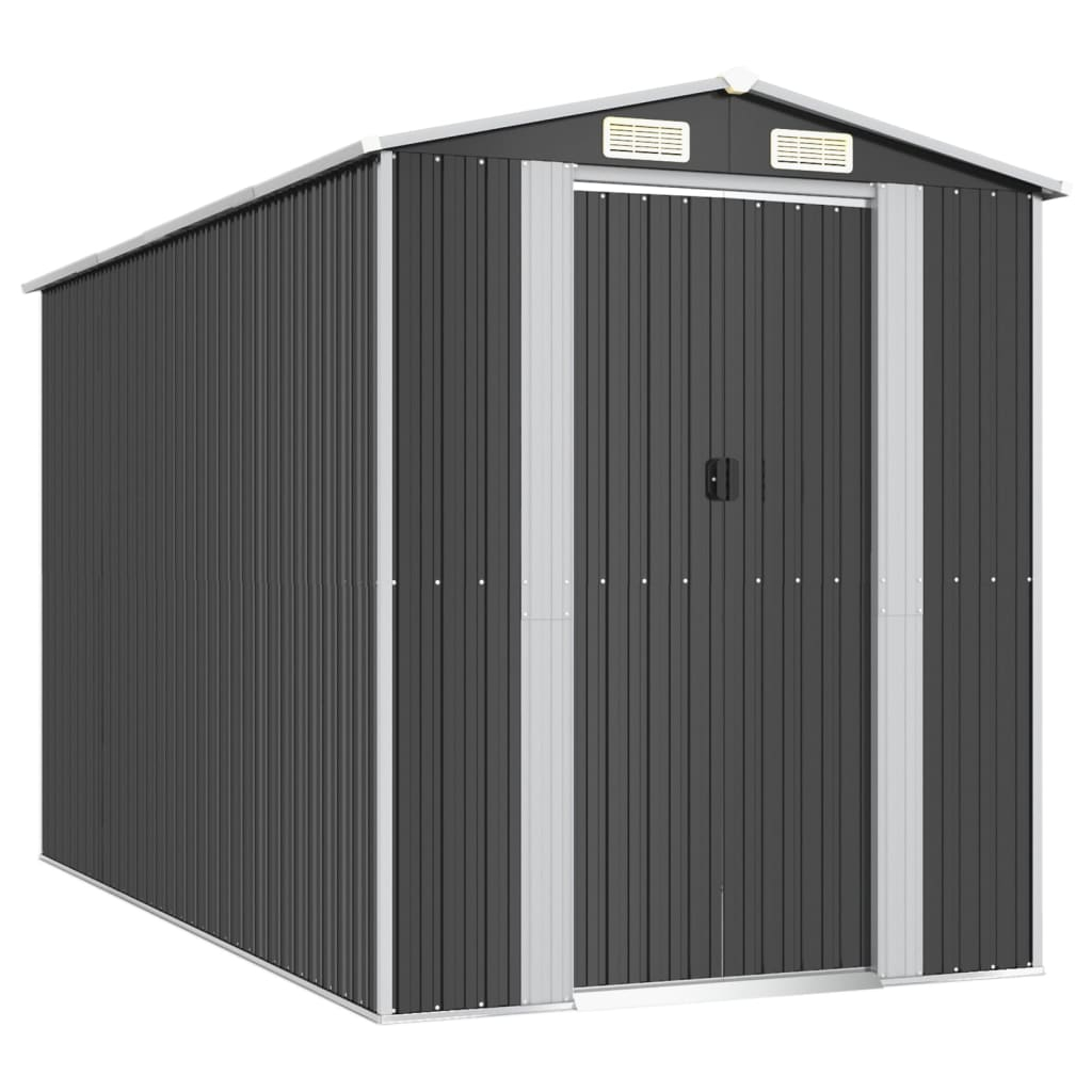 vidaXL cobertizo de jardín acero galvanizado antracita 192x357x223 cm