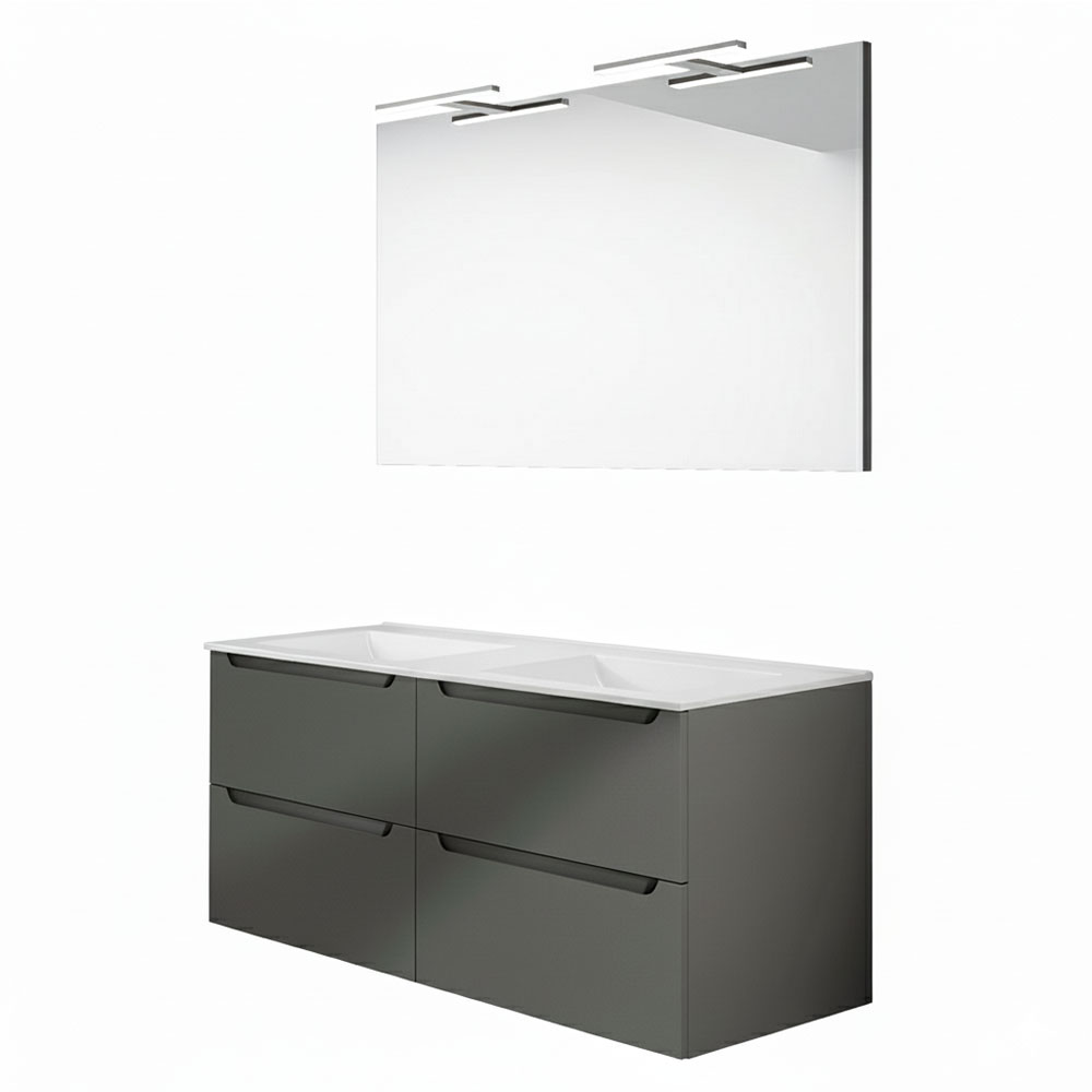 Móveis banho completo LED, victoria 120x45 cm grafite 2 gavetas suspensas