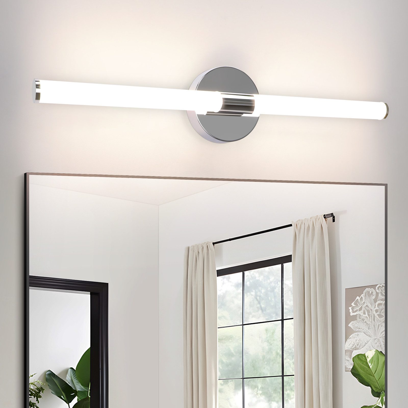 Nettlife lámpara de pared para baño LED plateado 60x12
